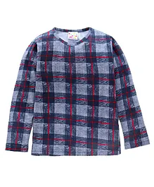 Eimoie Full Sleeves Buffalo Checked Tee - Blue