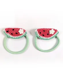HAPPY THREADS Crochet Watermelon Detailed Rubber Band - Green & Red