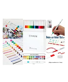 Sanjary Medium Point Dual Tip Double Sided Art Marker Pens Pack of 24 Pieces - Multicolors