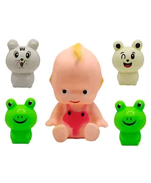 SVE Plastic Non Toxic BPA Free Bath Toy Set of 5 Pieces Chu Chu Colorful Animal Shaped Bath Toy for New Born Babies and Toddler Kids - Multicolour