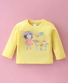 Tango Cotton Interlock Full Sleeves Doll Printed Top - Yellow