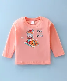 Tango Cotton Jersey Full Sleeves T-Shirt Bear Printed - Peach