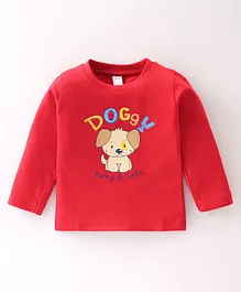 Tango Cotton Jersey Full Sleeves Top With Doggy Print - Red