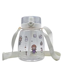 BeFunky BPA Free Cute Cartoon Water Bottle with Straw and Strap Grey - 1500 ml