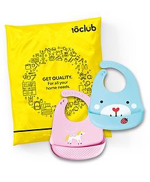 10Club Baby Silicon Bib Feeding Infants and Toddler Months Waterproof, Spill Resistant Bibs Useful Baby Shower Gift Pocket Friendly Infant Apron - Blue