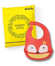 10Club Baby Silicon Bib Feeding Infants and Toddler Months Waterproof, Spill Resistant Bibs Useful Baby Shower Gift Pocket Friendly Infant Apron - Red