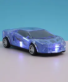 Rising Step Die Cast Pullback Car Toy with Glass Cover & Light Sound - Blue