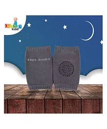 Chinmay Kids Anti-Slip Padded Stretchable Elastic Cotton Soft Comfortable Knee Pads -Light Grey