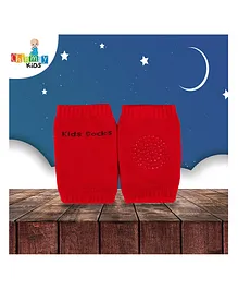 Chinmay Kids Anti-Slip Padded Stretchable Elastic Cotton Soft Comfortable Knee Pads -Red