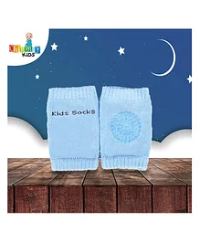 Chinmay Kids Anti-Slip Padded Stretchable Elastic Cotton Soft Comfortable Knee Pads - Sky Blue