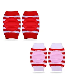 Chinmay Kids Crawling Anti-Slip Padded Stretchable Elastic Cotton Soft Breathable Comfortable Knee & Elbow Cap with Lining Pattern Pack of 2 - Multicolour