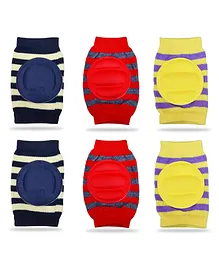 Chinmay Kids Crawling Anti-Slip Padded Stretchable Elastic Cotton Soft Breathable Comfortable Knee & Elbow Cap Safety Protector with Lining Pattern Pack of 3  - Multicolour