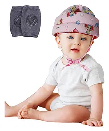 Luvlittle Adjustable Cushioned Baby Safety Helmet with Elbow & Knee Protection Pads (Color and Print May Vary)