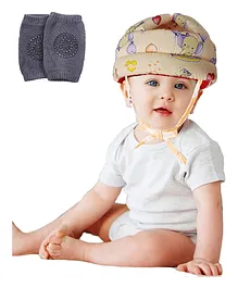 Luvlittle Adjustable Cushioned Baby Safety Helmet with Elbow & Knee Protection Pads (Color and Print May Vary)