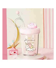 Elecart Unicorn Drinking Spinning Sippy Cup & Sipper Bottle With Straw BPA Free Pink - 400 ml