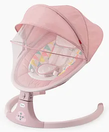 Babyhug Electric Rocker with Mosquito Net Baby Swing Cradle & 5 Modes of Speed Safety Belt Soothing Vibrations & Music- Pink
