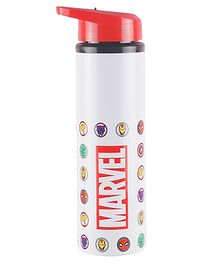 Marvel Printed Steel Water Bottle White & Red - 700 ml