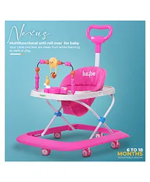 Baybee Nexus Baby Walker for Kids with Parental Push Handle & 2 Height Adjustable Activity Walker for Baby with Musical Toy Bar - Pink