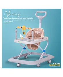 Baybee Nexus Baby Walker for Kids with Parental Push Handle & 2 Height Adjustable Activity Walker for Baby with Musical Toy Bar - Grey