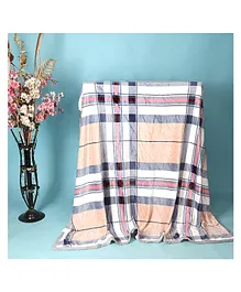 Kidlingss Checks Design Single Bed Fleece Blanket - Brown