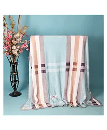 Kidlingss Stripes Design Single Bed Fleece Blanket - Blue
