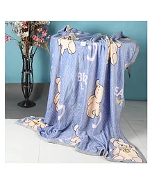 Kidlingss All Over Bear Printed Single Bed Fleece Blanket - Purple