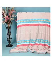 Kidlingss Rope Printed Stripes Pattern Single Bed Fleece Blanket - Beige