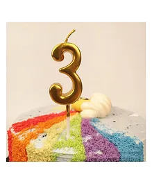 Bubble Trouble Numerical Cake Topper Candle Number 3 - Golden