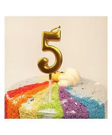 Bubble Trouble Numerical Cake Topper Candle Number 5 - Golden