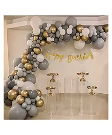Bubble Trouble White & Grey DIY Happy Birthday Decoration Items for Girls Boys pack of 58