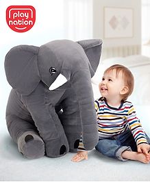 Play Nation Elephant Shaped Plush Soft Toy Cum Pillow Grey - Height 63 cm