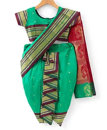 Bhartiya Paridhan Silk Mastani Saree with Half Sleeves Blouse - Green