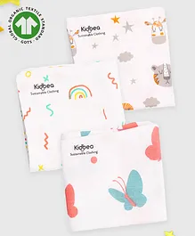 Kidbea 100% Cotton  Napkins Cloth Pack of 3 - Multicolor