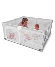 Baybee Playard Playpen Smart Folding & Portable Baby Activity with Safety Lock & Suction Cup Play Gate Fence for Toddlers - Grey