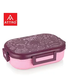 Attro Food Time Stainless Steel  Airtight & Leak Proof Lunch Box - Purple & Pink