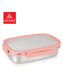 Attro Click Eat Big Stainless Steel Lunch Box Airtight & Leak Proof - Peach