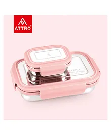 Attro Lunchmate Stainless Steel Airtight Leak Proof Lunch Box - Peach