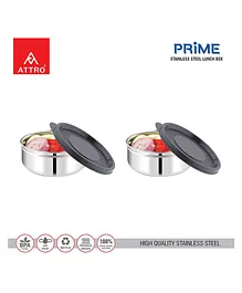 Attro Prime Stainless Steel Single Wall Storage Containers Airtight & Leak Proof Containers Pack of 2 - Black