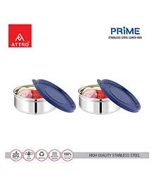 Attro Prime Stainless Steel Single Wall Storage Containers Airtight & Leak Proof Containers Pack of 2 - Blue