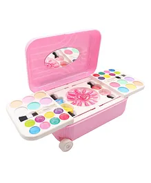 Oskart 2 in 1 Cosmetic Makeup Palette and Nail Art Kit for Kids with Portable Trolley Bag Pretend Play Toy (Assorted colour)