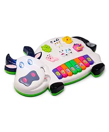 Oskart Plastic Cow Musical Piano with 3 Modes Animal Sounds Flashing Lights & Wonderful Music - Multicolor