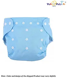 NeonateCare Pack of 1 Pocket Button Style Baby Reusable Cloth Diaper Winter Autumn Special Adjustable With 3 Bamboo Charcoal Inserts Pad - Blue