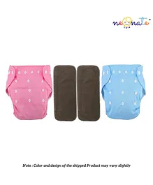 NeonateCare Autumn Winter Special 2 Baby Cloth Diaper Reusable Adjustable Nappy Washable All In One Adjustable With 2 Bamboo Charcoal Diaper Inserts(5 Layers) Combo Set(BLUE,PINK)