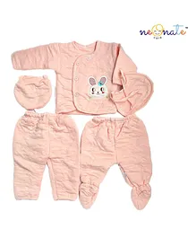 NeonateCare Baby Winter Suit Set 5 Pieces For New Borns (Pink)