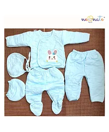 NeonateCare Baby Winter Suit Set 5 Pieces For New Borns (Blue)