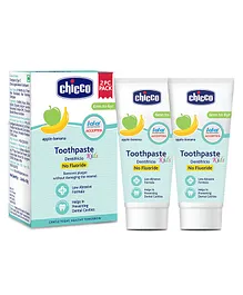 Chicco Dentifricio Toothpaste Apple and Banana Flavour Pack of 2 - 50 g Each