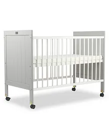 Luv Lap Cot C-75 Wooden Height Adjustable Baby Cot with Mattress - White