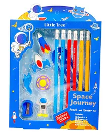 SCHOOLISH Pack of 13 Pcs Erasers Pencils and Sharper Stationary Set For Kids Birthday Return Gift Idea- Multicolor