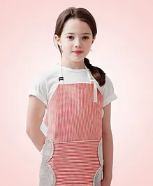 MOMISY Kitchen Cooking Apron with Pocket and 2 Stitched Towels Waterproof Adjustable Durable Stripe Kitchen Women Men Apron with Pockets Bib (Striped Red)