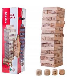 YAMAMA Classic Wooden Number Blocks Game For Kids And Adults - 54 Pieces